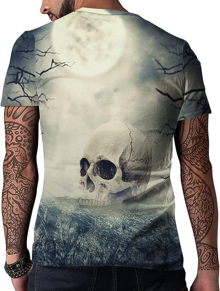 Men's 3D Print Skull T-Shirt 3D Creative Print Short Sleeve T-Shirt Casual Round Neck Novelty Street Fashion Tees Shirt