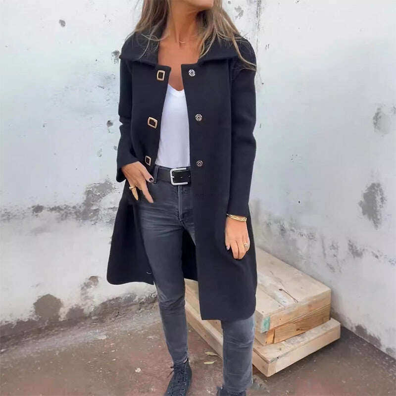 🍂 Őszi akció 🍂 Női sima hajtókás kabát