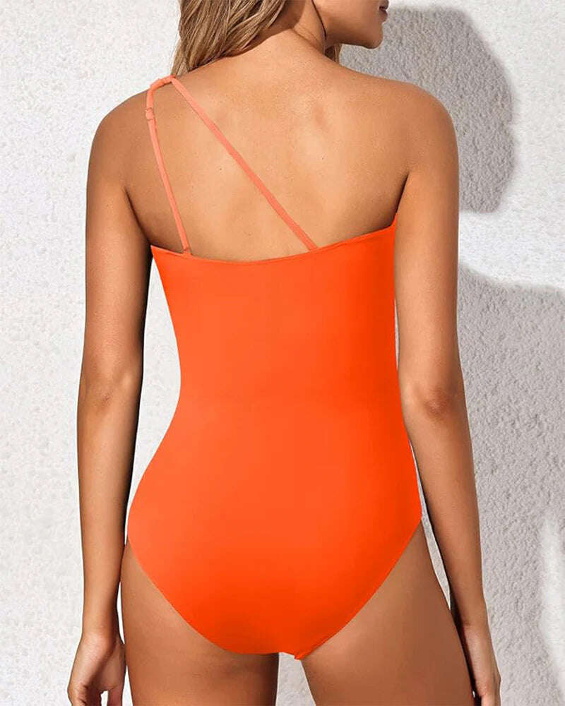 2025 New One Shoulder One Piece Swimsuit for Women Tummy Control Bathing Suits