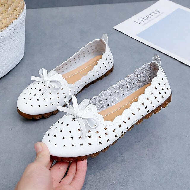 Feminino confortável casual casual cor sólida verão arco apartamentos