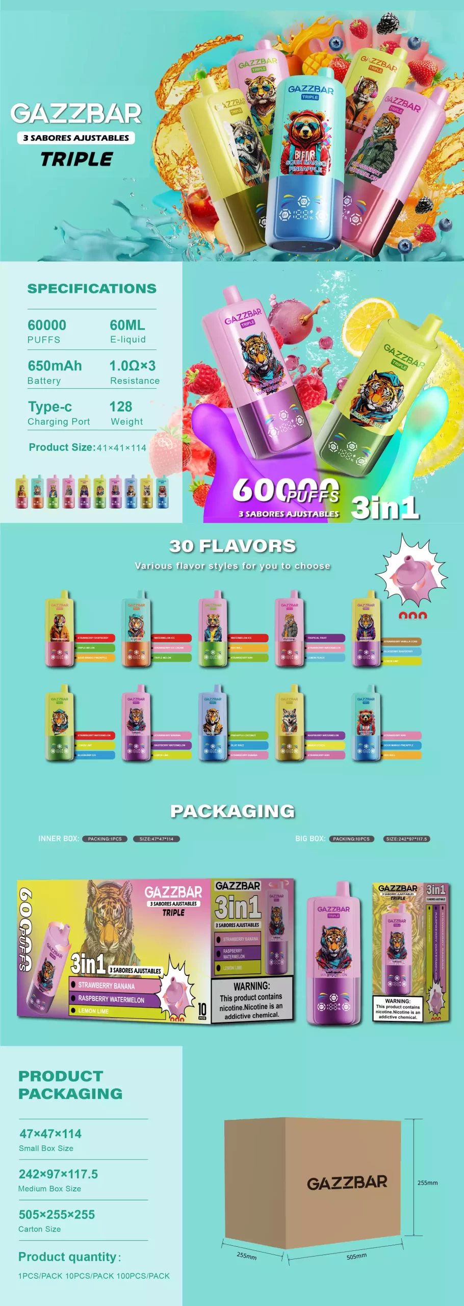 GAZZ BAR TRIPLE 60000 Puffs