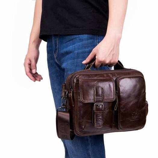 Męska teczka Torba na laptopa z prawdziwej skóry Torba Crossbody