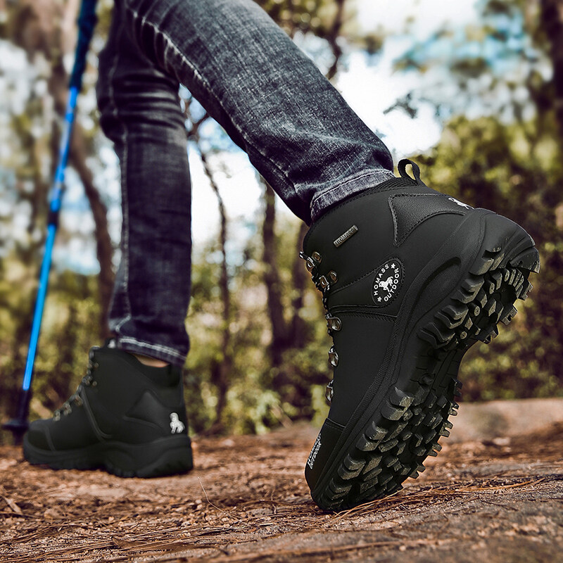 Botas masculinas para caminhada e acampamento, à prova d'água, antiderrapante, respirável, com cadarço, para caminhada ao ar livre