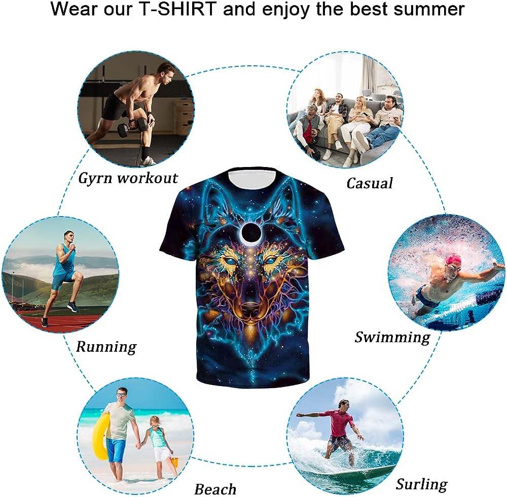 Men's 3D Print Skull T-Shirt 3D Creative Print Short Sleeve T-Shirt Casual Round Neck Novelty Street Fashion Tees Shirt