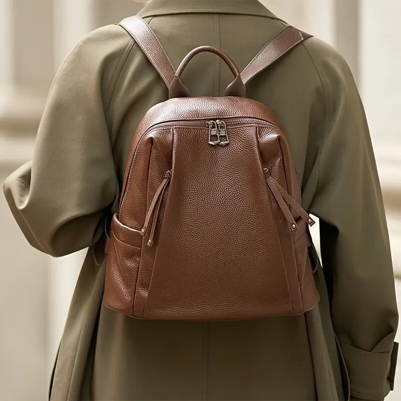 2025 New Stylish Women'S Backpack Made of Genuine Leather, Large Capacity for Commuting And Travel.