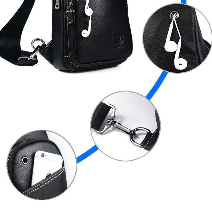 Męska torba na ramię z prawdziwej skóry Travel Sling Chest Bag