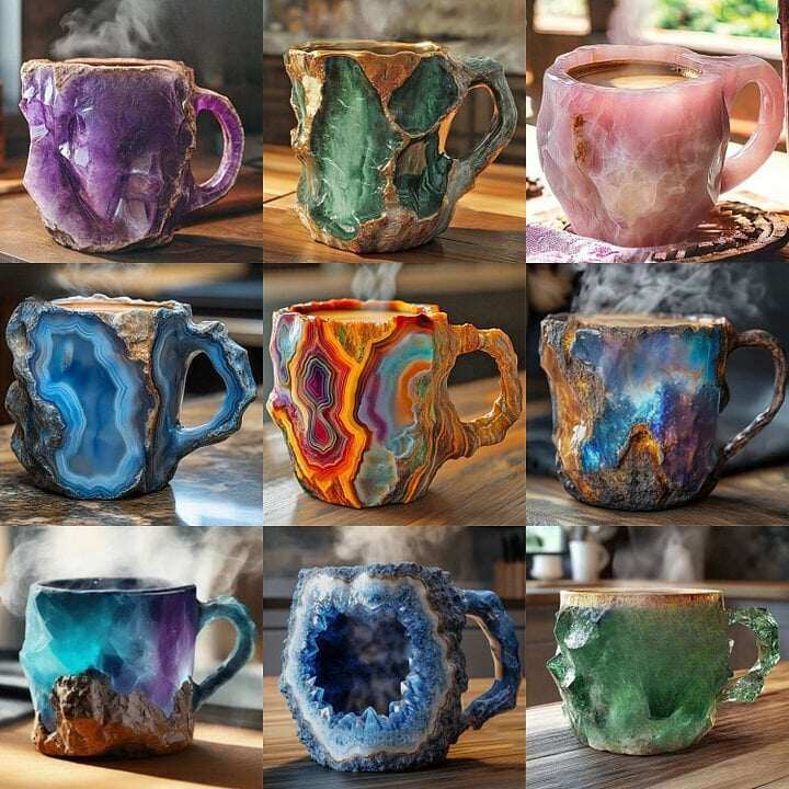(🌲Liquidação de Natal antecipada) ✨️2024 Novas canecas de café de cristal mineral