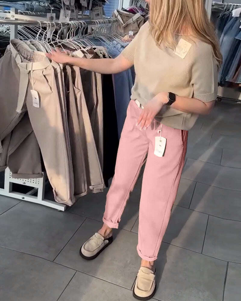 Spodnie Jednolity kolor Casual Proste