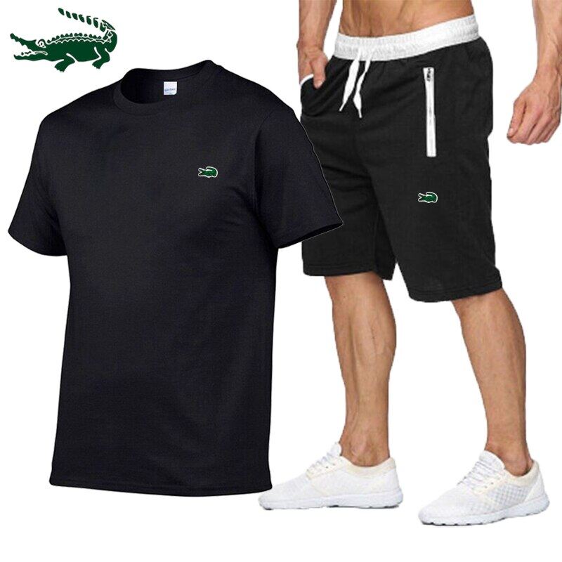 Cartelo High quality spring and summer new men's casual sports cotton round neck short-sleeved T-shirt+casual sports pants set