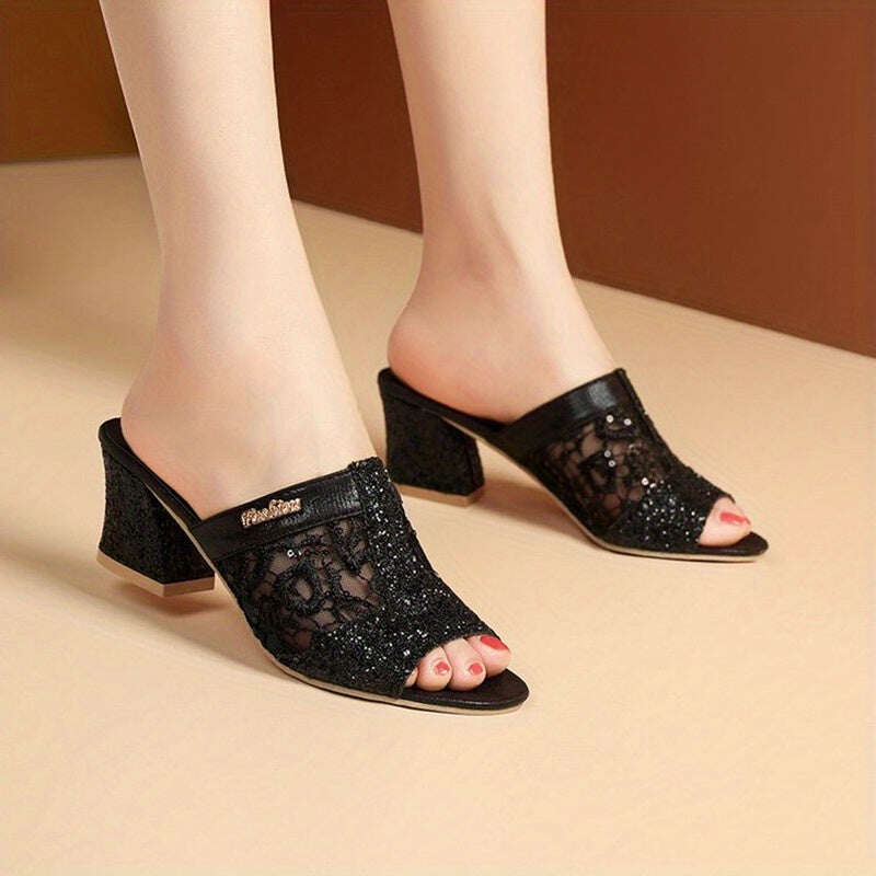 😍Último dia 50% OFF😍 - Sandálias femininas decoradas com lantejoulas
