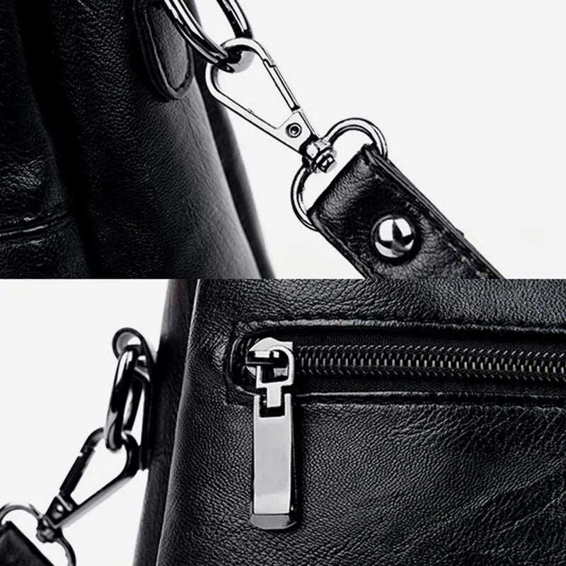 Carteiras e bolsas femininas, bolsa de ombro de couro genuíno com vários compartimentos