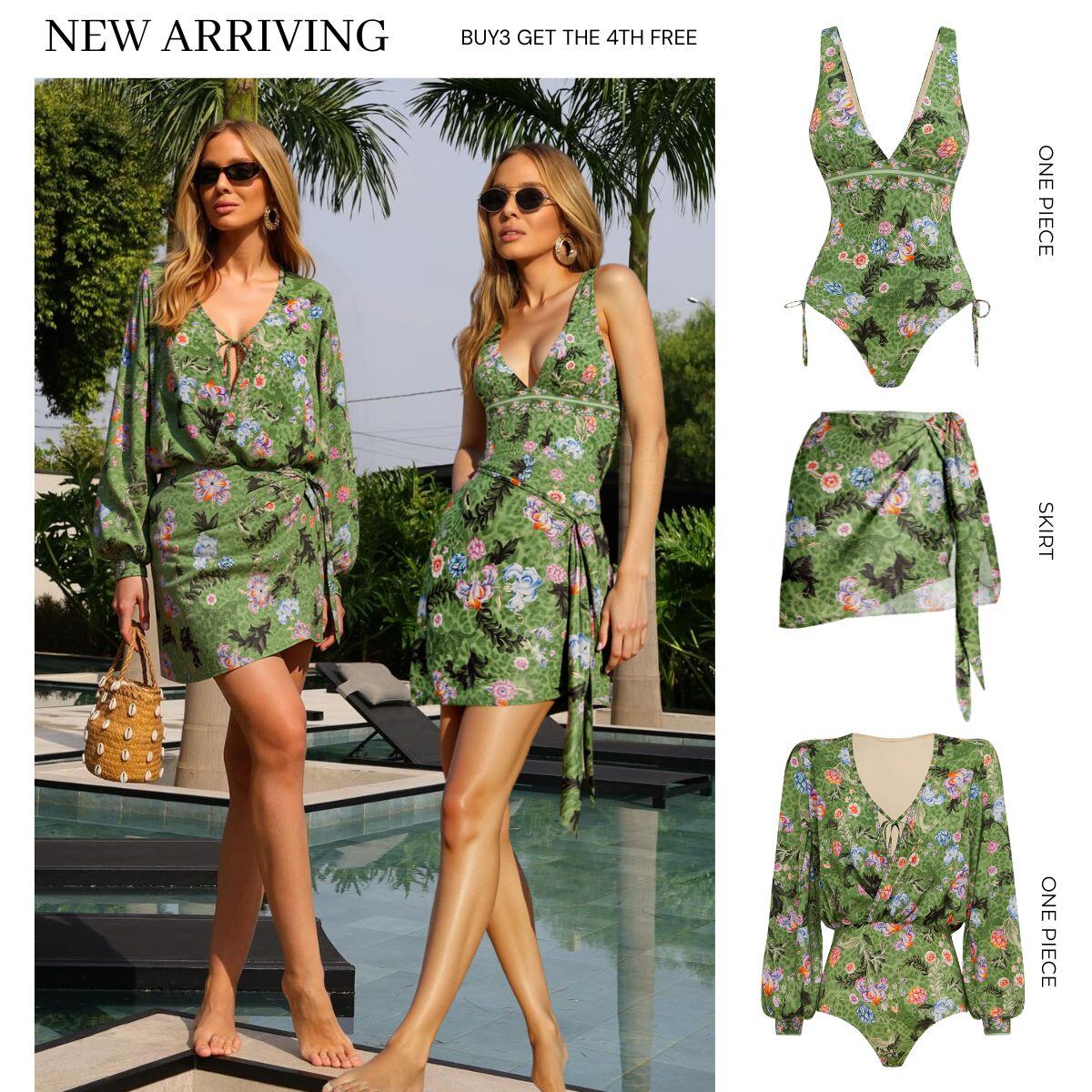 Retro Printed One Piece Swimsuit and Sarong 👙