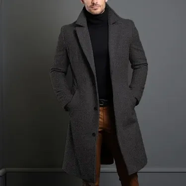 CASACO LONGO DE INVERNO MASCULINO, CASACO DUPLO EXTERIOR DIÁRIO
