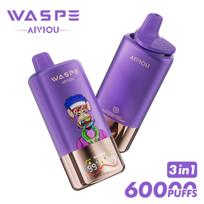 WASPE AIVIOU 60000 Puffs Disposable Vape Strawberry-raspberry-cherry + Love 666 + cherry ice cream