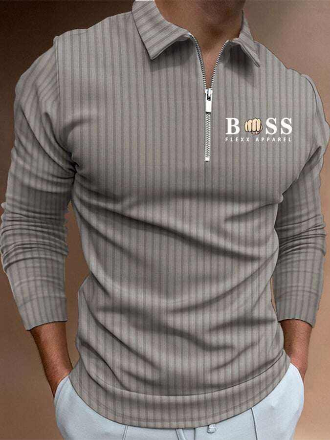 Pulôver com estampado de riscas e letras polo casual