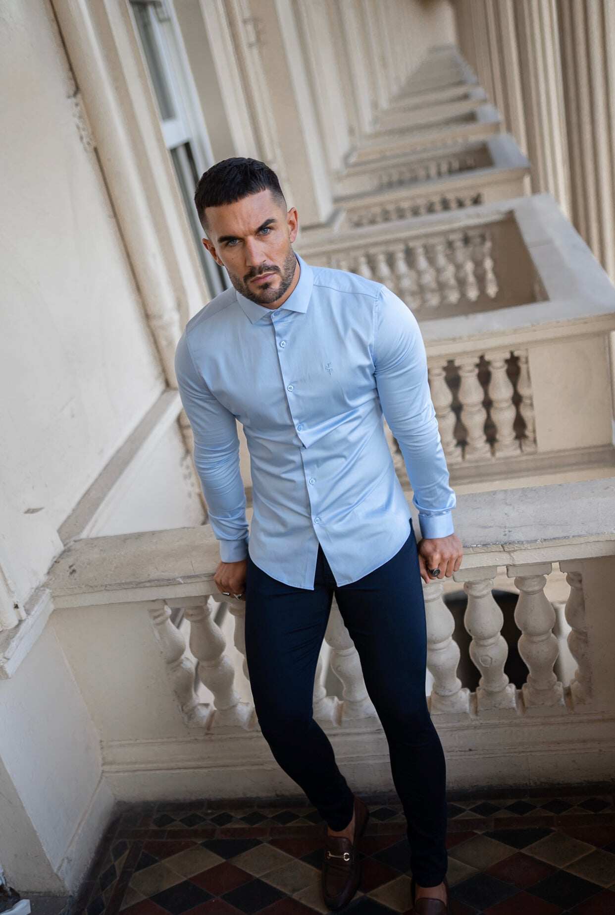 Slim Stretch Navy Sateen Trousers - FSH406