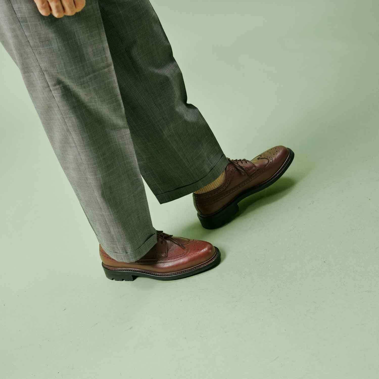 Brogues - Sapatos derby de couro granulado tricolor