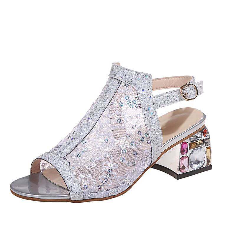 Sandálias de lantejoulas de moda feminina