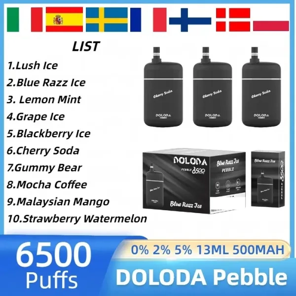 DOLODA Pebble 6500 Puffs Rechargeable Disposable Vape Random Option (fast delivery)_9