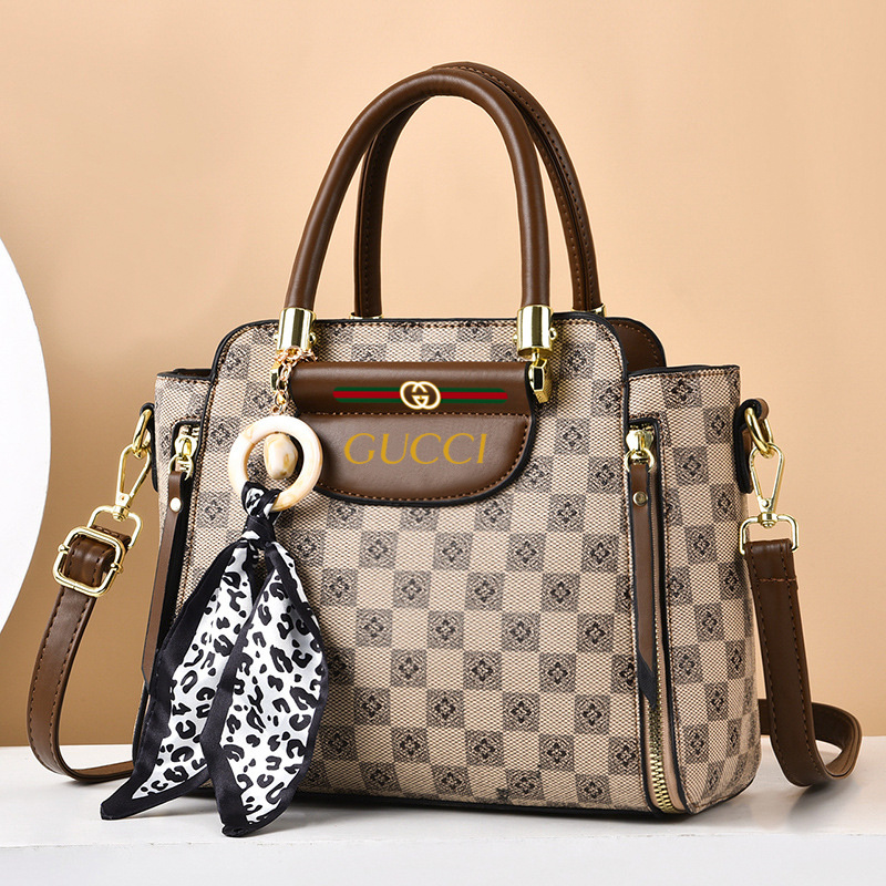 2024 nova bolsa de couro em cor contrastante da moda