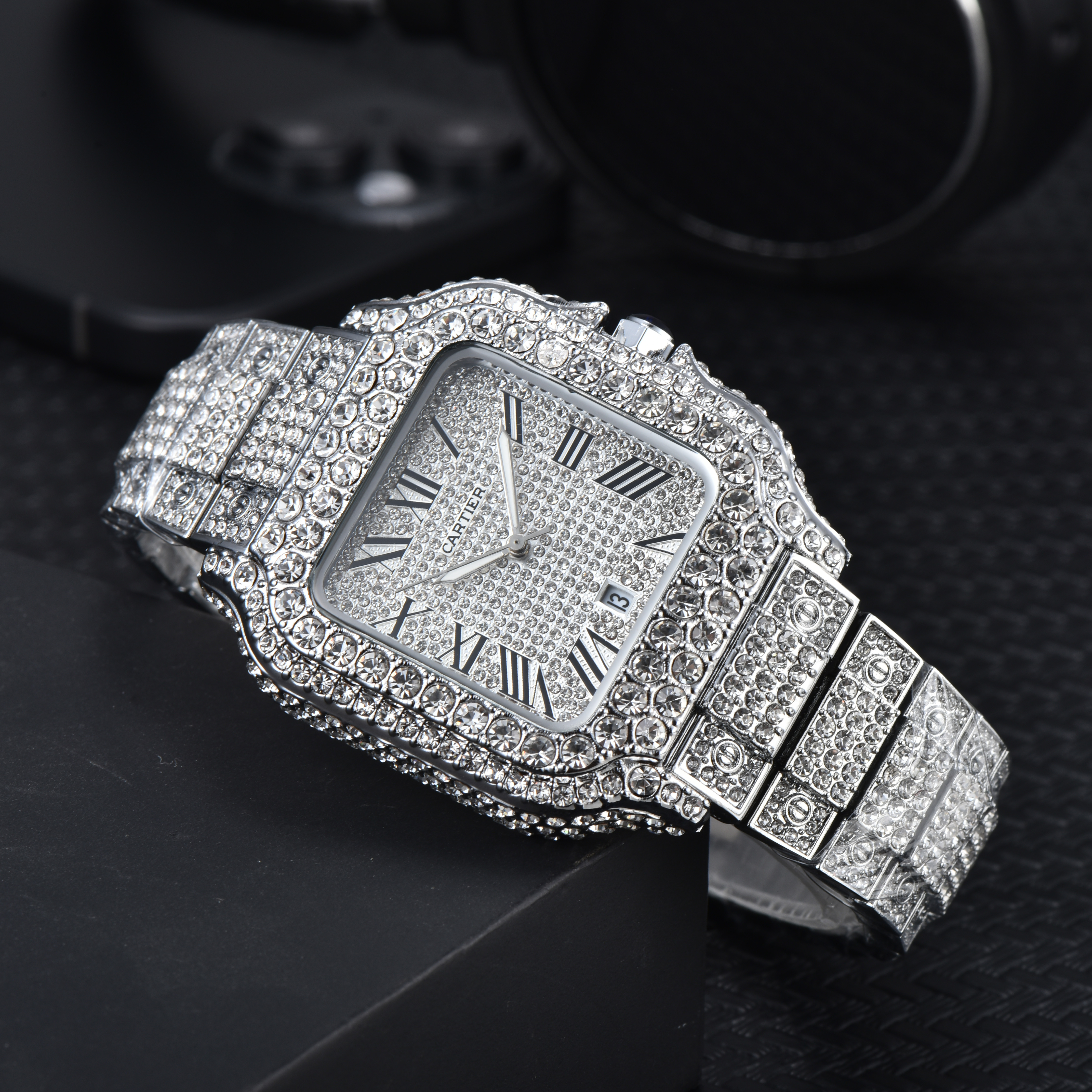 40mm Cartier Santos 100 XL - pełna tarcza ICED