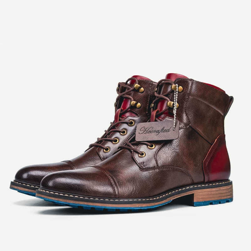 Botas de couro com cadarço 