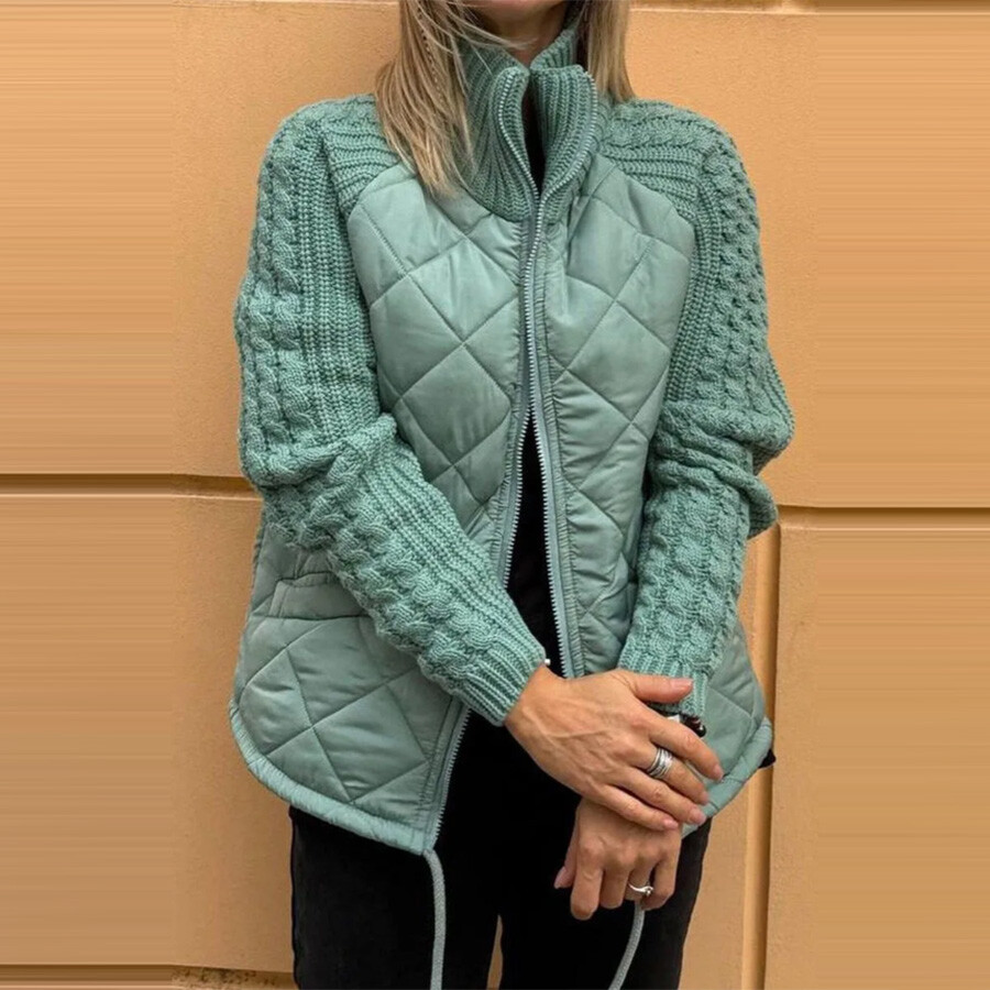 ❄️Ofertas de Inverno❄️Moda Cardigan Zipper Stand Collar Roupas de algodão