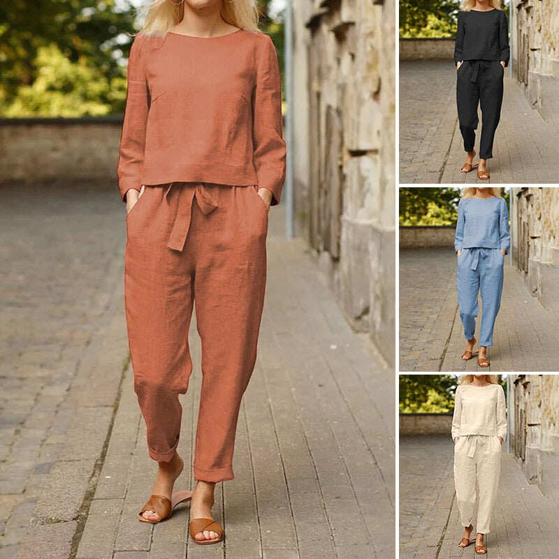 Fato de lazer monocromático para senhoras, conjunto de duas peças