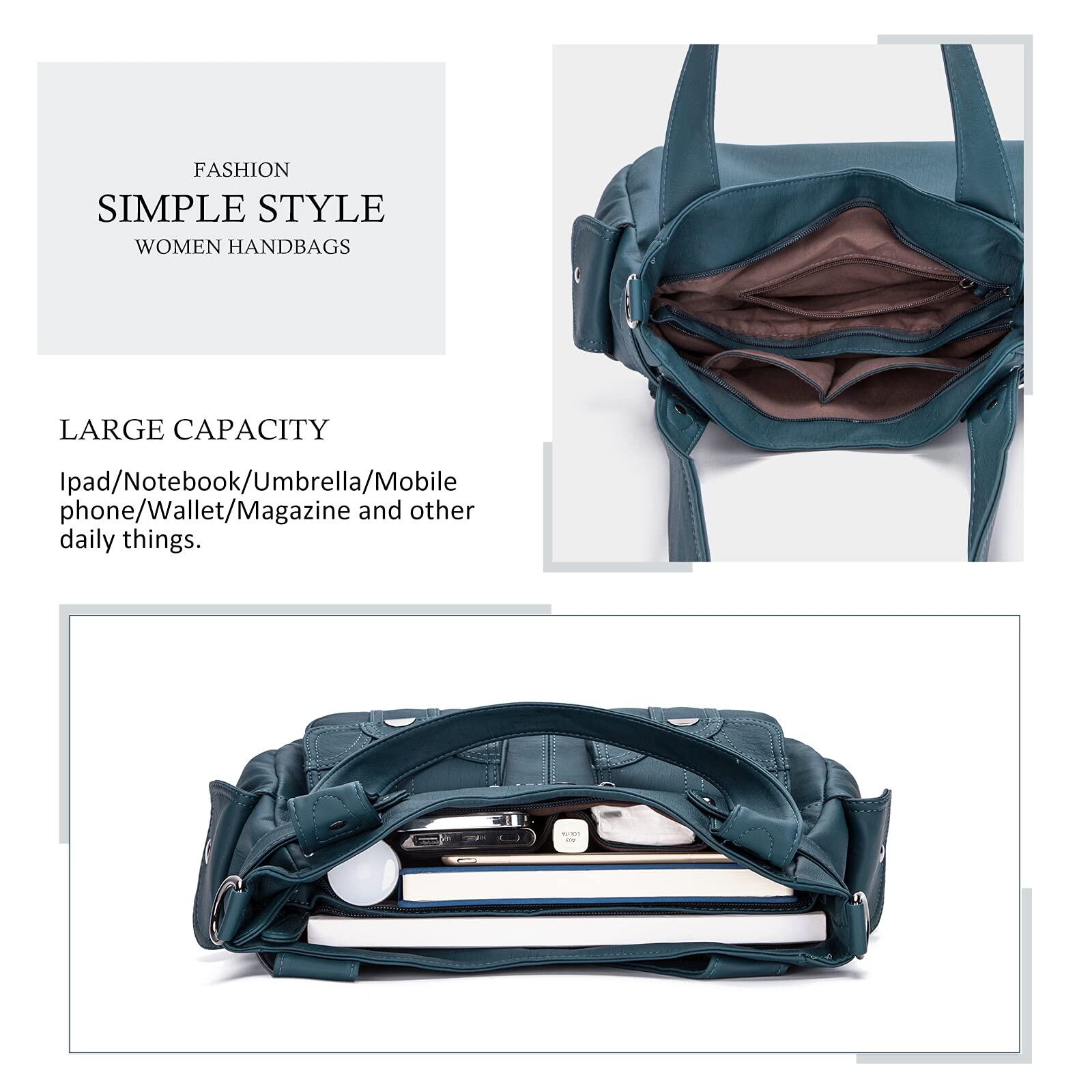 Bolsa de couro premium com muitos bolsos