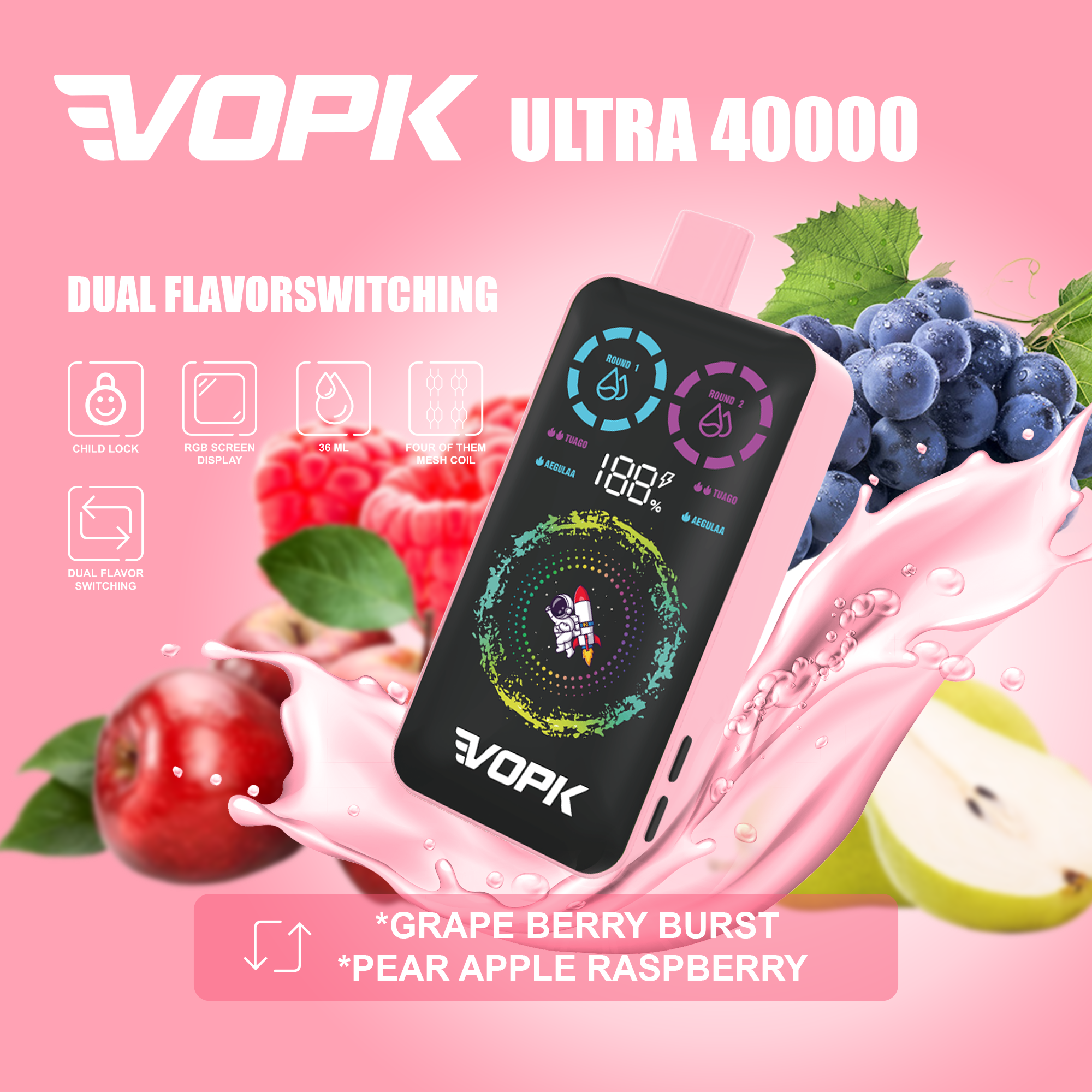 VOPK ULTRA 40000 Puffs Double Taste jednorazowe Vape - zaawansowane funkcje dla maksymalnej przyjemności B