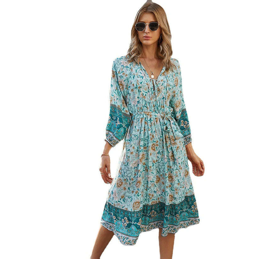 šněrovací šaty s dlouhým rukávem a výstřihem do V