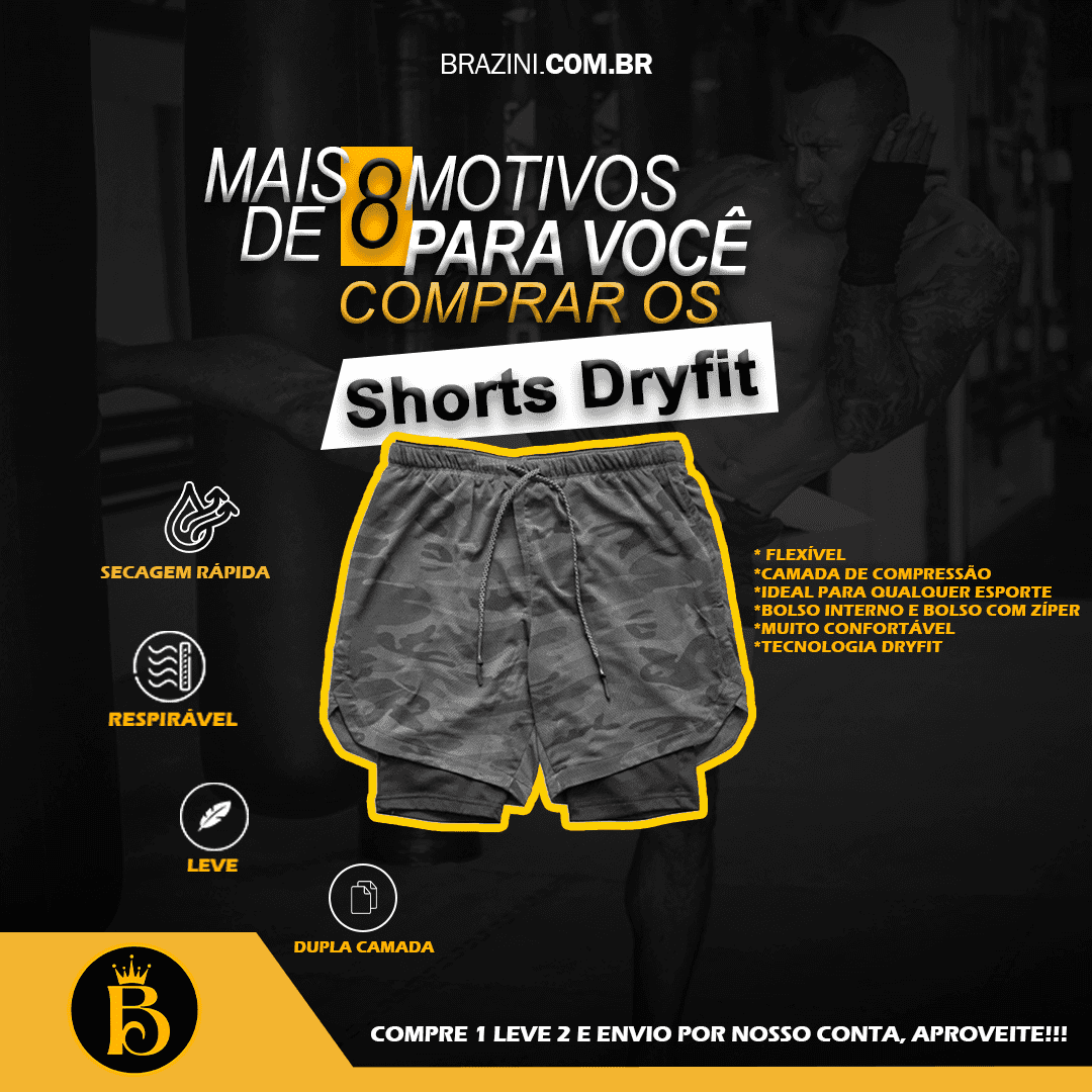 Short DryFit® de Compressão - Compre 1 leve 1 de graça