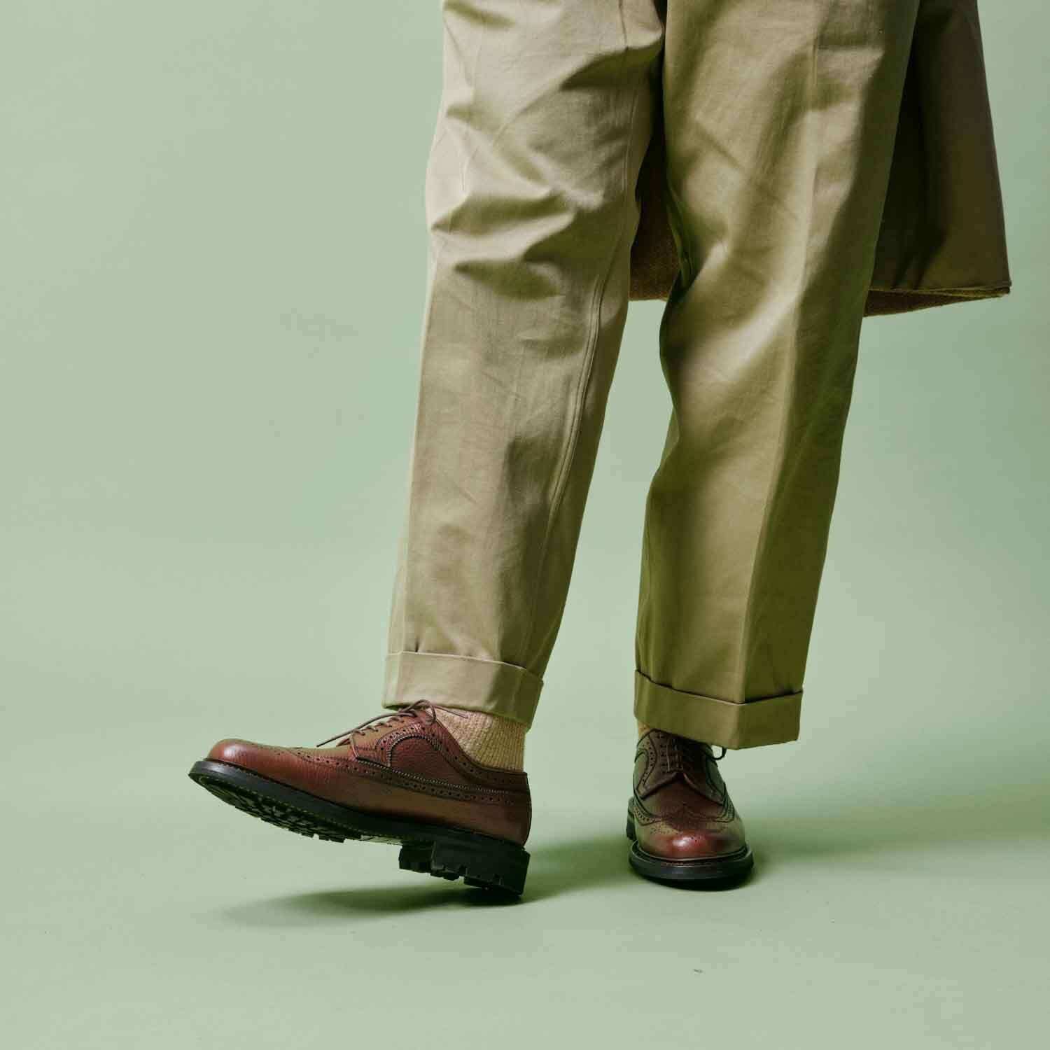 Brogues - Sapatos derby de couro granulado tricolor