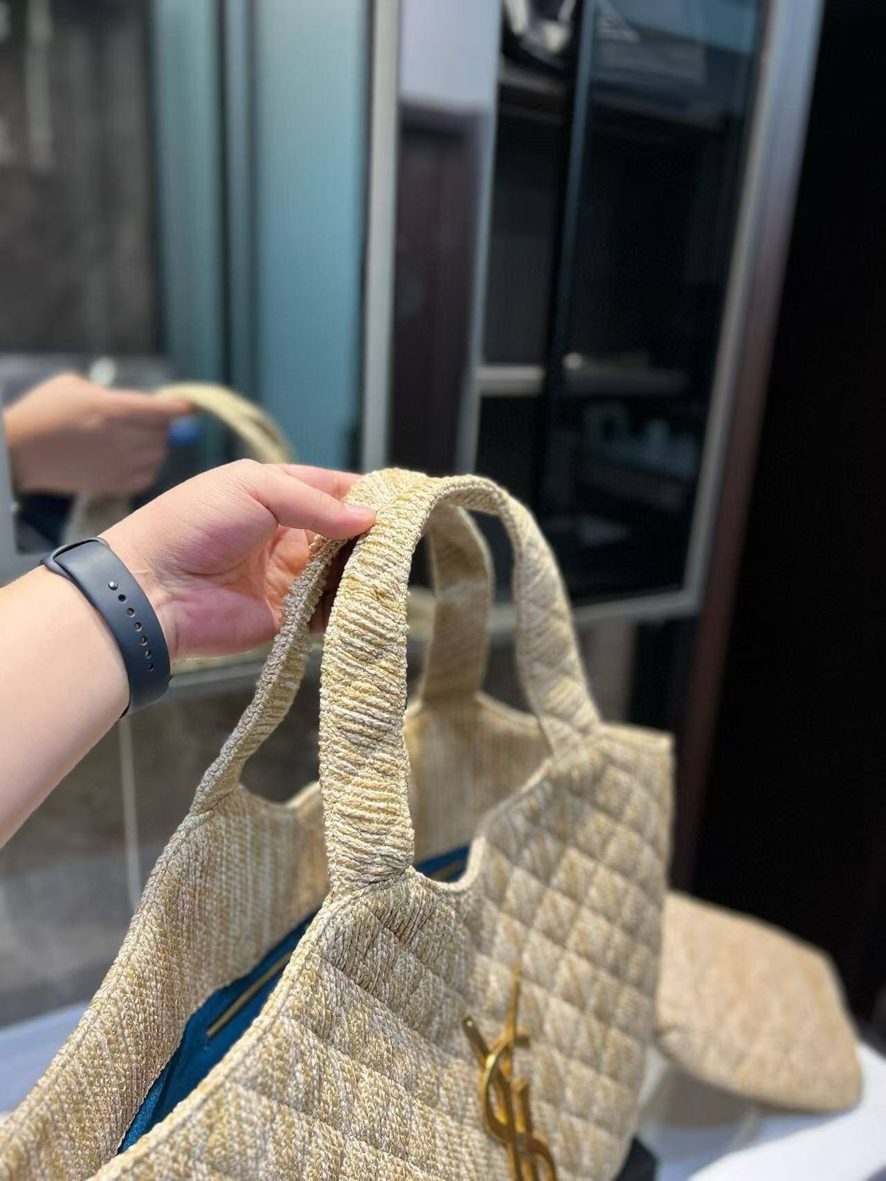 YSL gaby linen shopping bag
