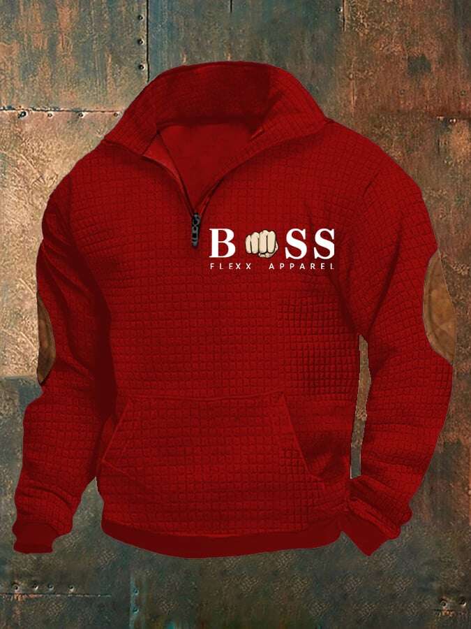 Sweatshirt de homem de tecido xadrez com gola retro com design de letras retro