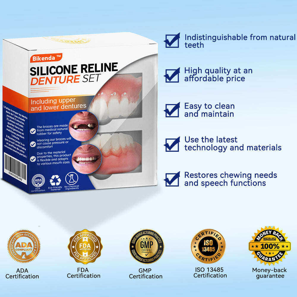 ✅Loja oficial | Conjunto de próteses de silicone Bikenda™ Reline 🧑🏼‍⚕️Recomendação da British Dental Association (BDA)