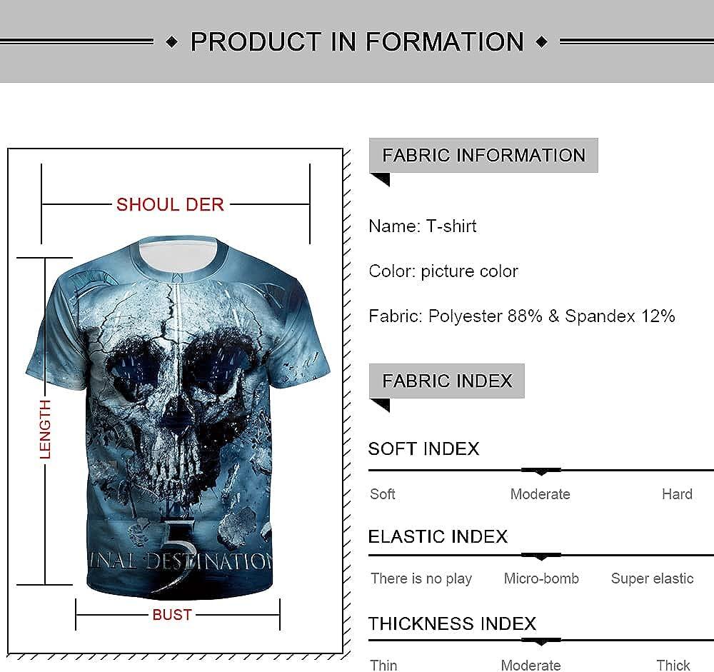 Men's 3D Print Skull T-Shirt 3D Creative Print Short Sleeve T-Shirt Casual Round Neck Novelty Street Fashion Tees Shirt