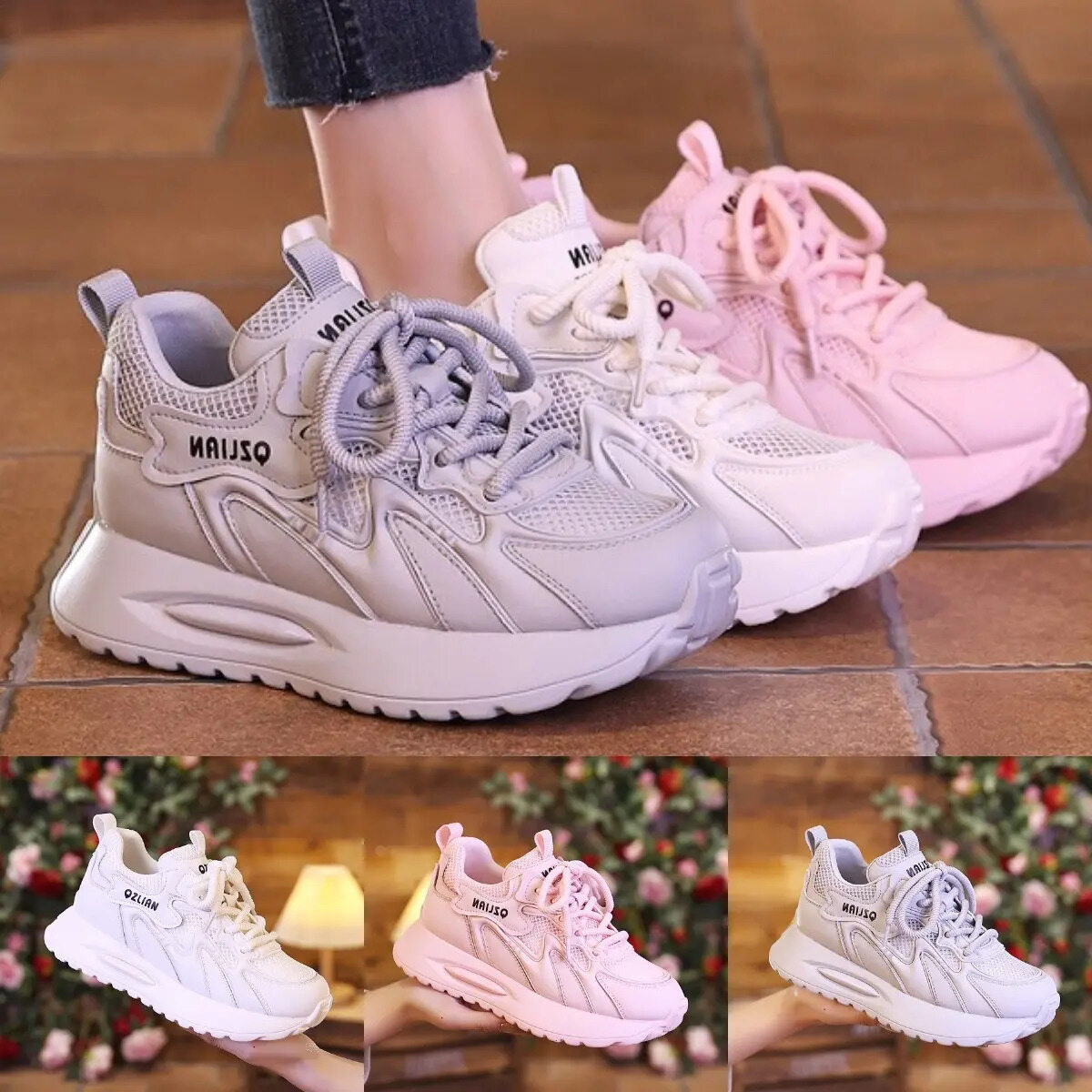 【35-40】2024 verão nova malha respirável sapatos desportivos femininos