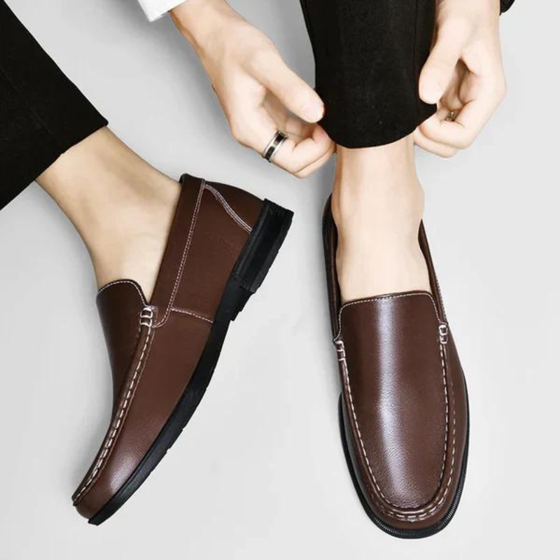 Mocassins masculinos de couro legítimo italiano
