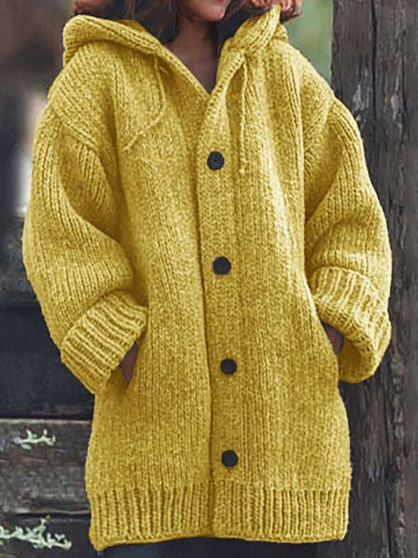 NOVO | COLETE MALHA COM BOTÕES COM CAPUZ