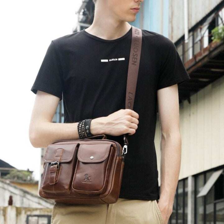 Torba na ramię z prawdziwej skóry dla mężczyzn Business Messenger Bag