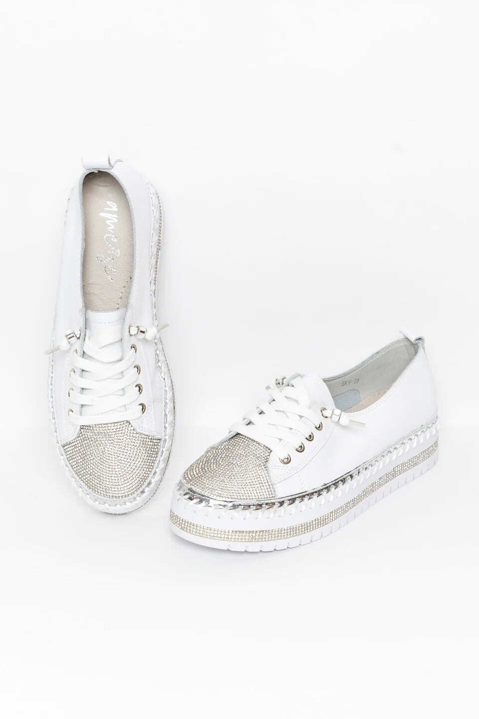 Tênis de couro Crystal Silver - 50% de desconto por tempo limitado
