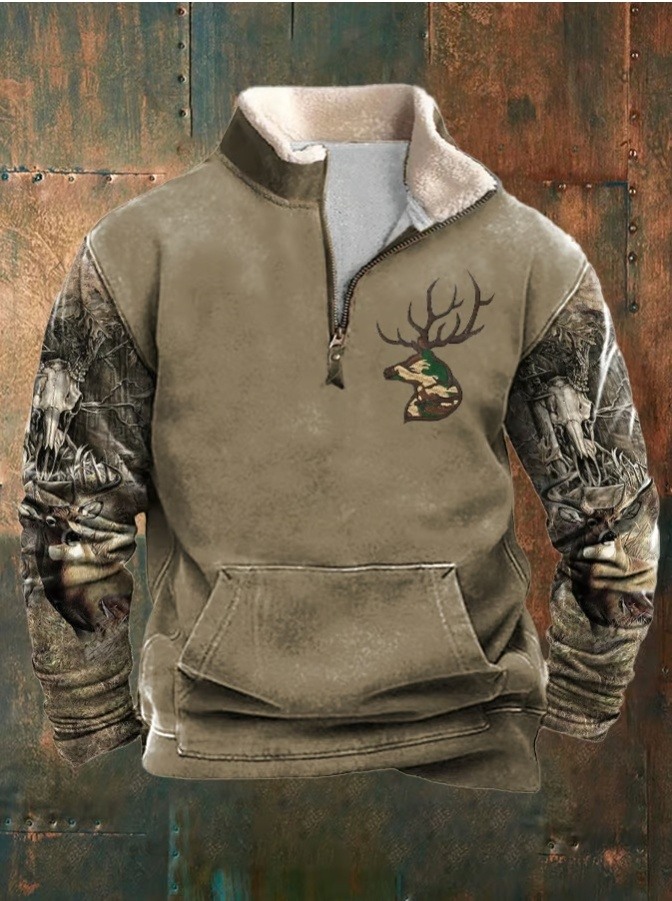 Ανδρικό casual φούτερ με στάμπα western Elk