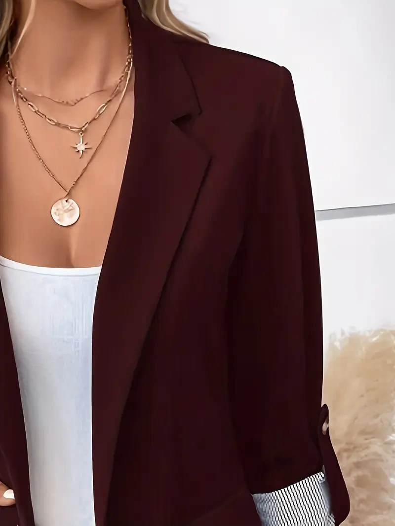 Jaqueta elegante – Gola, botões, mangas compridas, perfeita para o escritório.