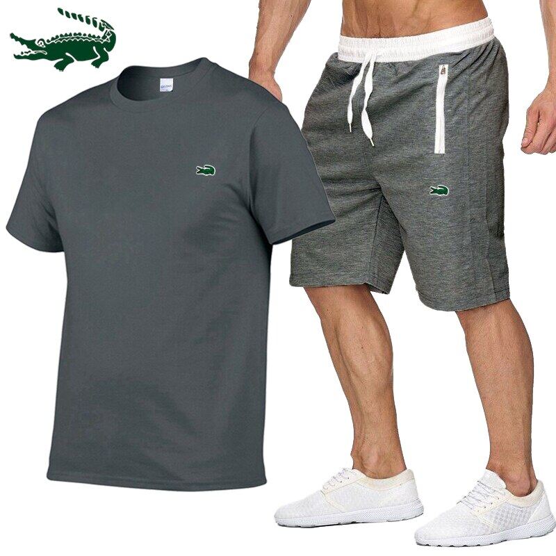 Cartelo High quality spring and summer new men's casual sports cotton round neck short-sleeved T-shirt+casual sports pants set