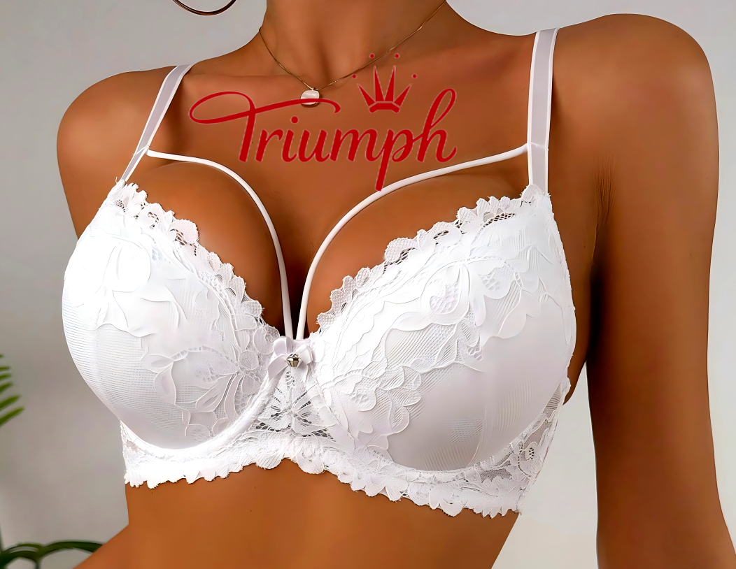 Triumph -  Sutiã com renda bordada e copa cheia