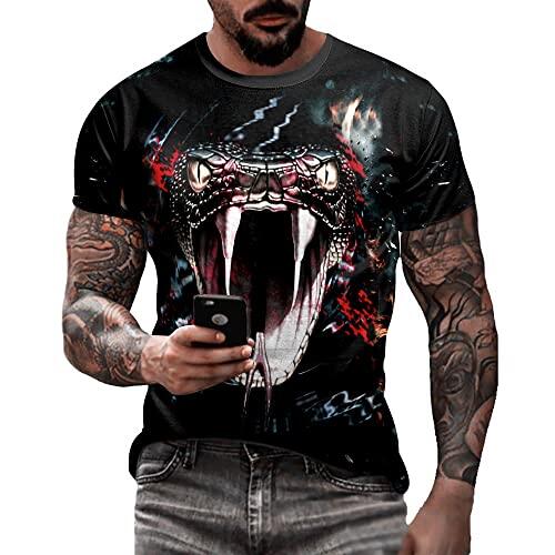 Camiseta masculina de caveira com estampa 3D criativa 3D camiseta de manga curta casual gola redonda novidade moda urbana camiseta