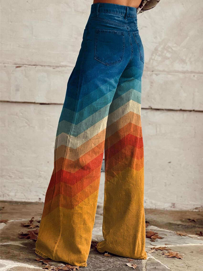 Monica | Calças De Perna Larga Chevron Retro