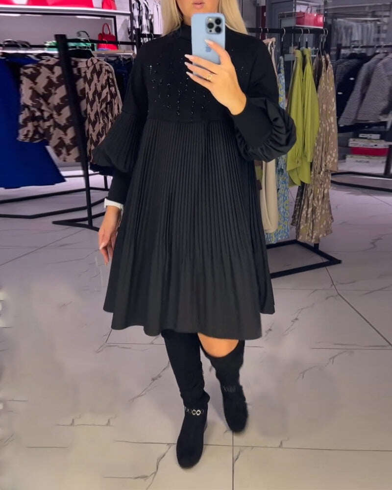 VESTIDO COM MANGA BALÃO E GOLA ALTA