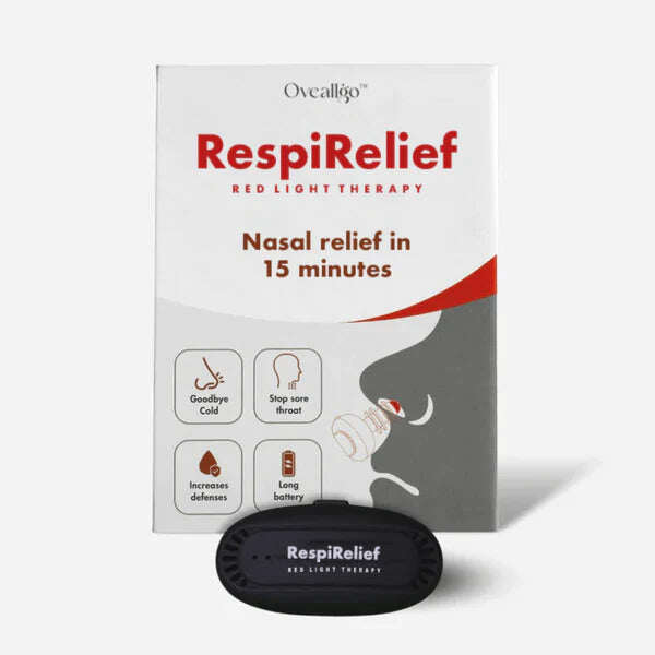 Dispositivo de terapia nasal Oveallgo™ INSTANT RespiRelief com luz vermelha